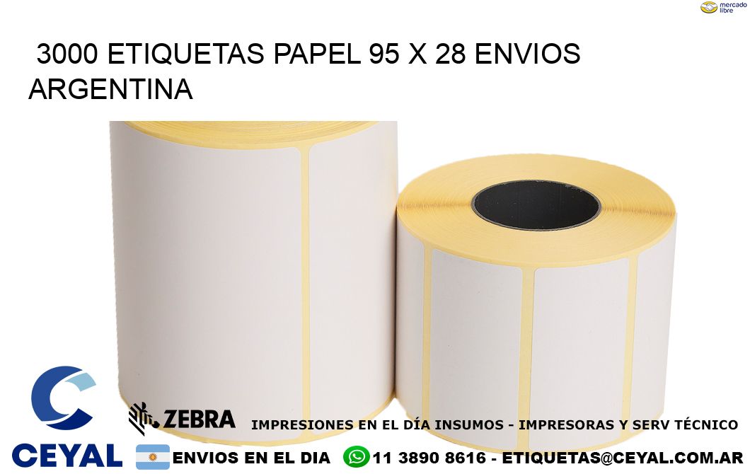 3000 ETIQUETAS PAPEL 95 x 28 ENVIOS ARGENTINA