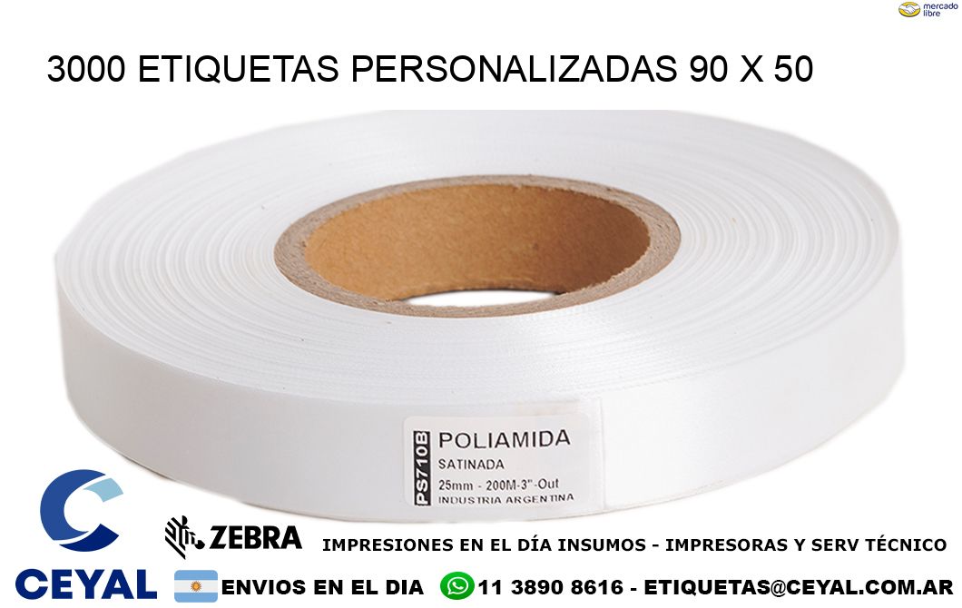 3000 ETIQUETAS PERSONALIZADAS 90 x 50