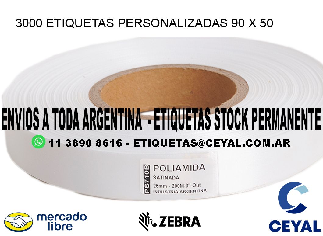 3000 ETIQUETAS PERSONALIZADAS 90 x 50