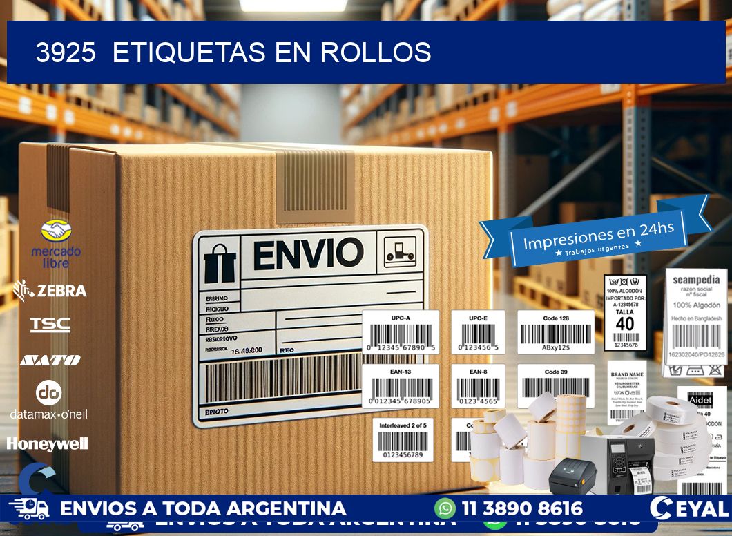 3925  ETIQUETAS EN ROLLOS