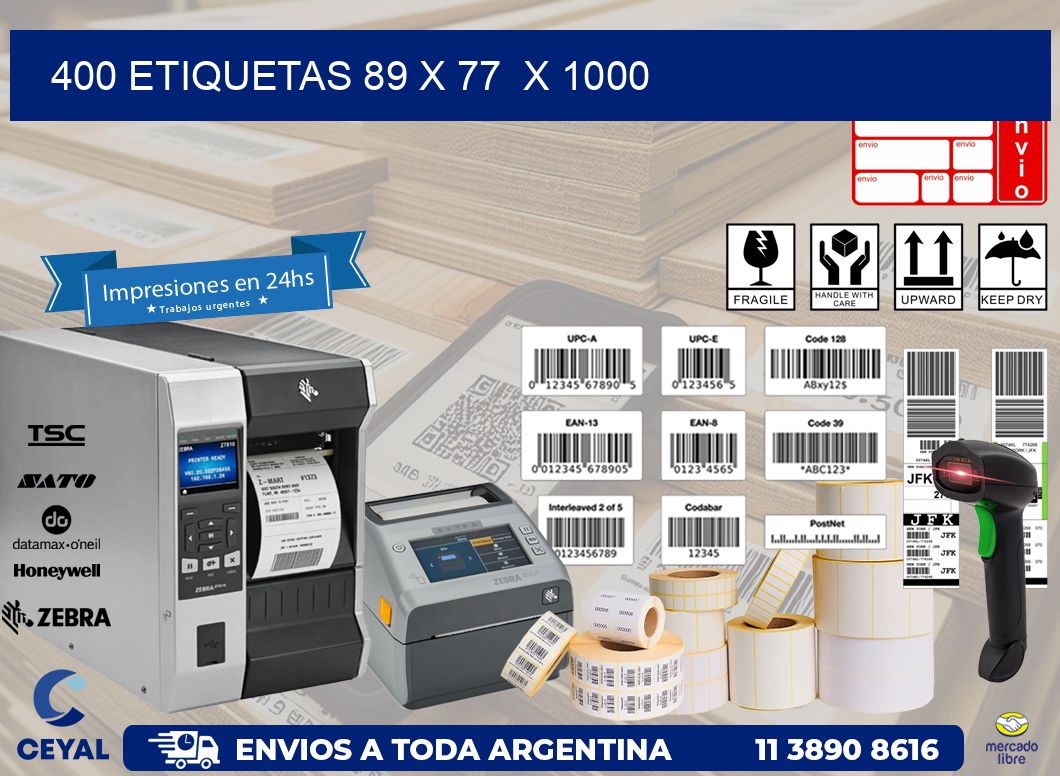 400 ETIQUETAS 89 x 77  x 1000