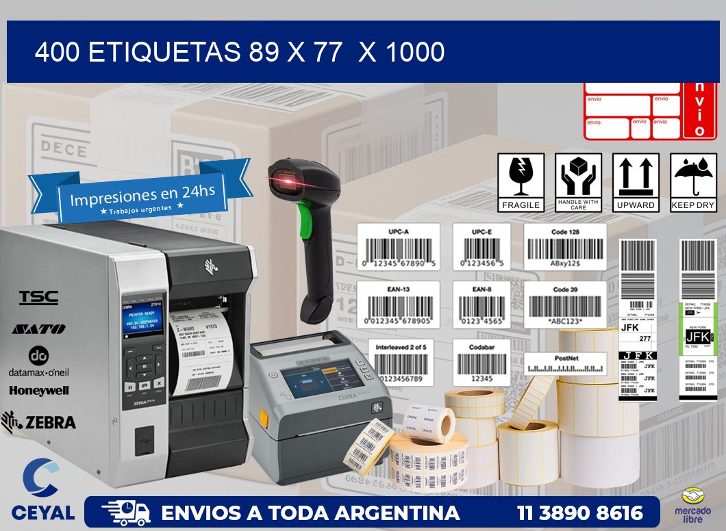 400 ETIQUETAS 89 x 77  x 1000