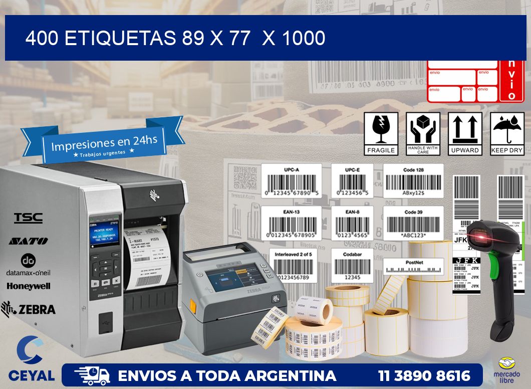 400 ETIQUETAS 89 x 77  x 1000