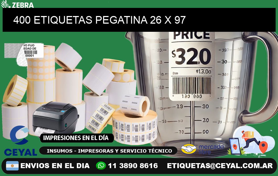 400 ETIQUETAS PEGATINA 26 x 97