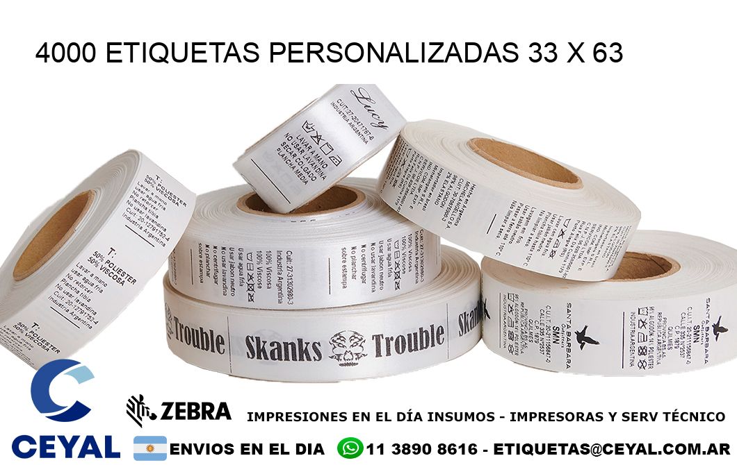 4000 ETIQUETAS PERSONALIZADAS 33 x 63