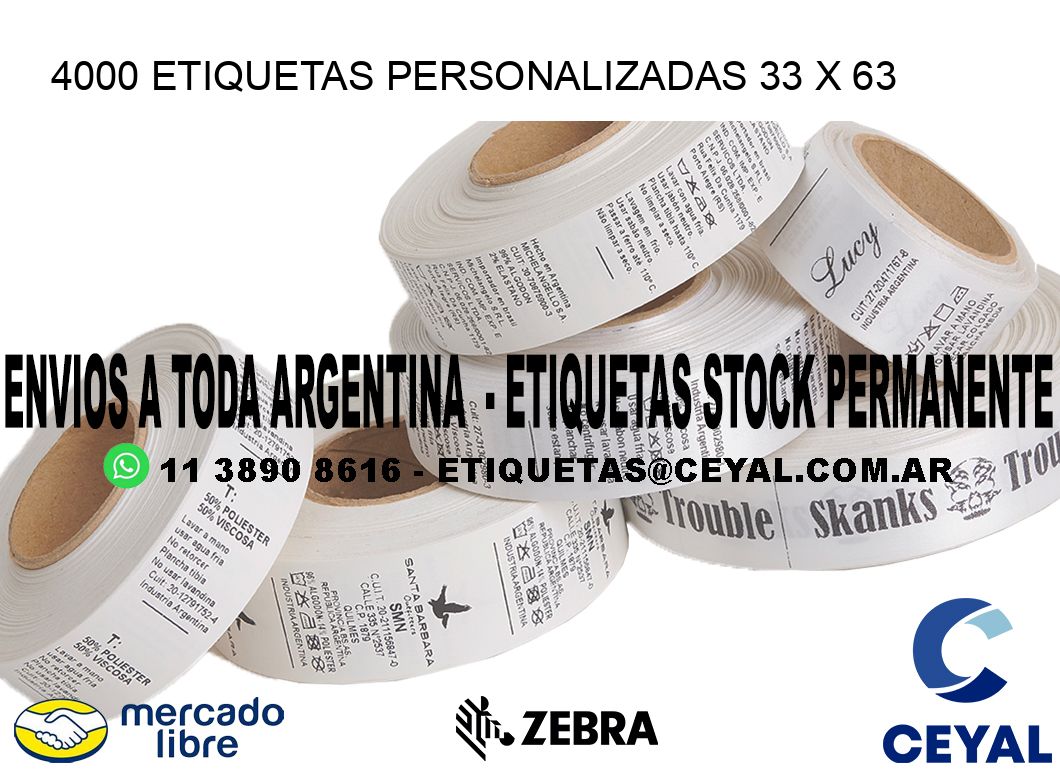 4000 ETIQUETAS PERSONALIZADAS 33 x 63