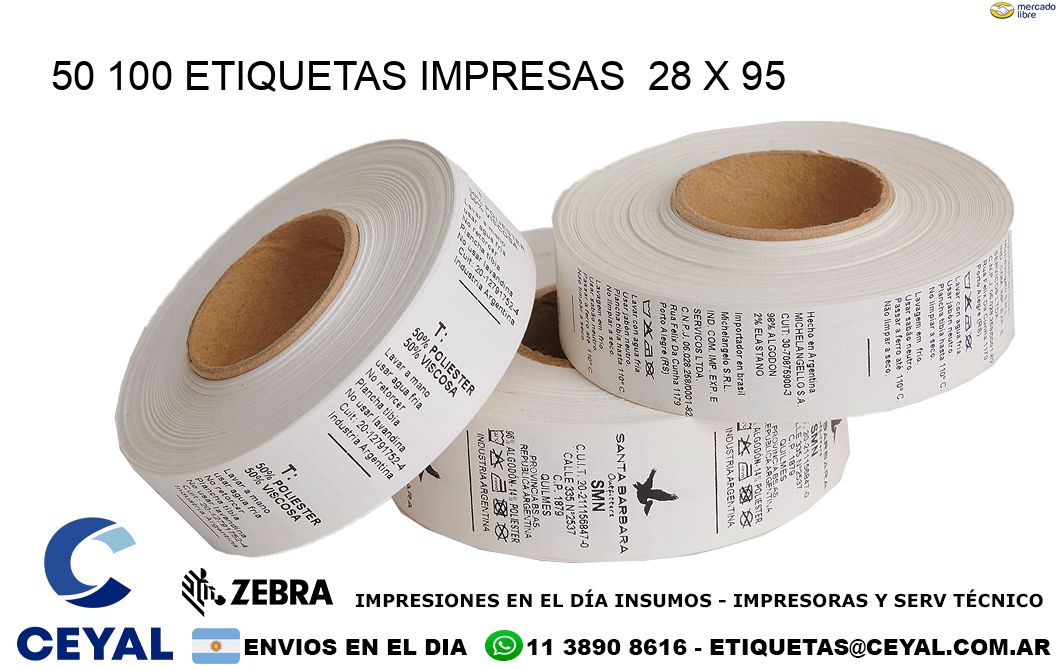 50 100 ETIQUETAS IMPRESAS  28 x 95