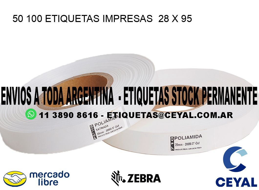 50 100 ETIQUETAS IMPRESAS  28 x 95