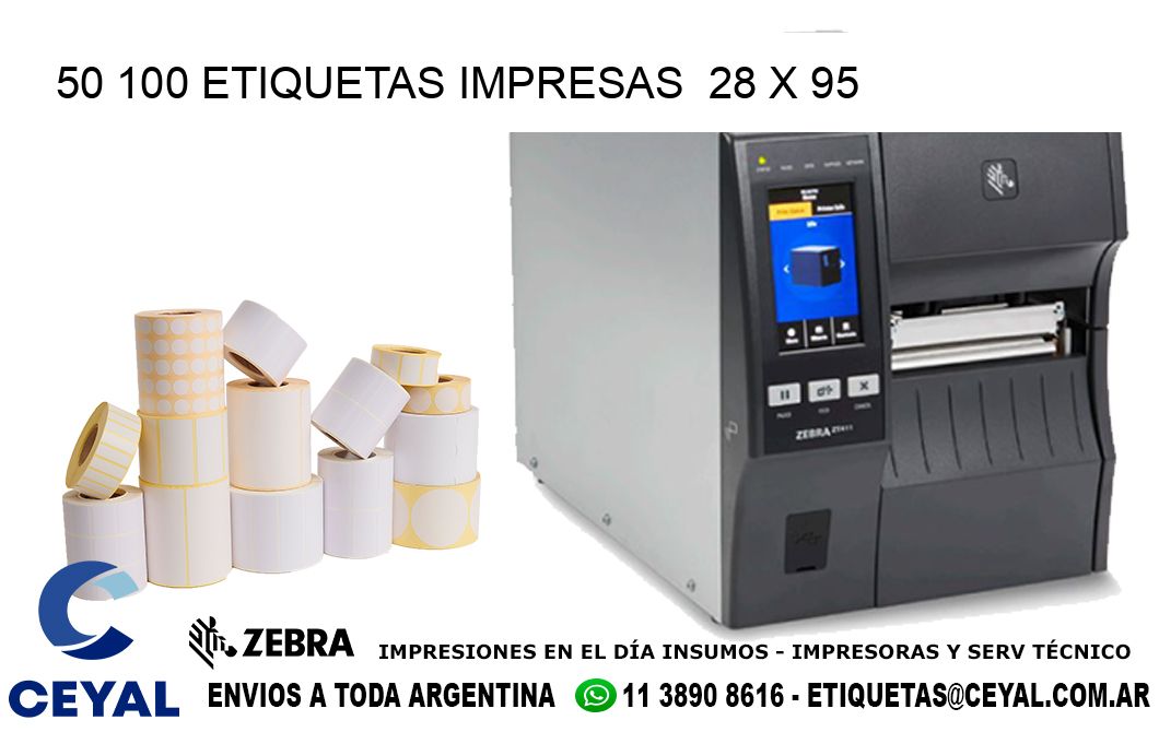 50 100 ETIQUETAS IMPRESAS  28 x 95