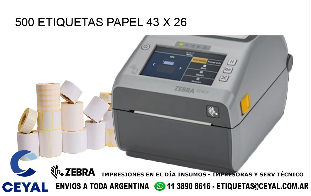 500 ETIQUETAS PAPEL 43 x 26