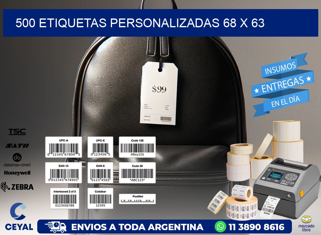 500 ETIQUETAS PERSONALIZADAS 68 x 63