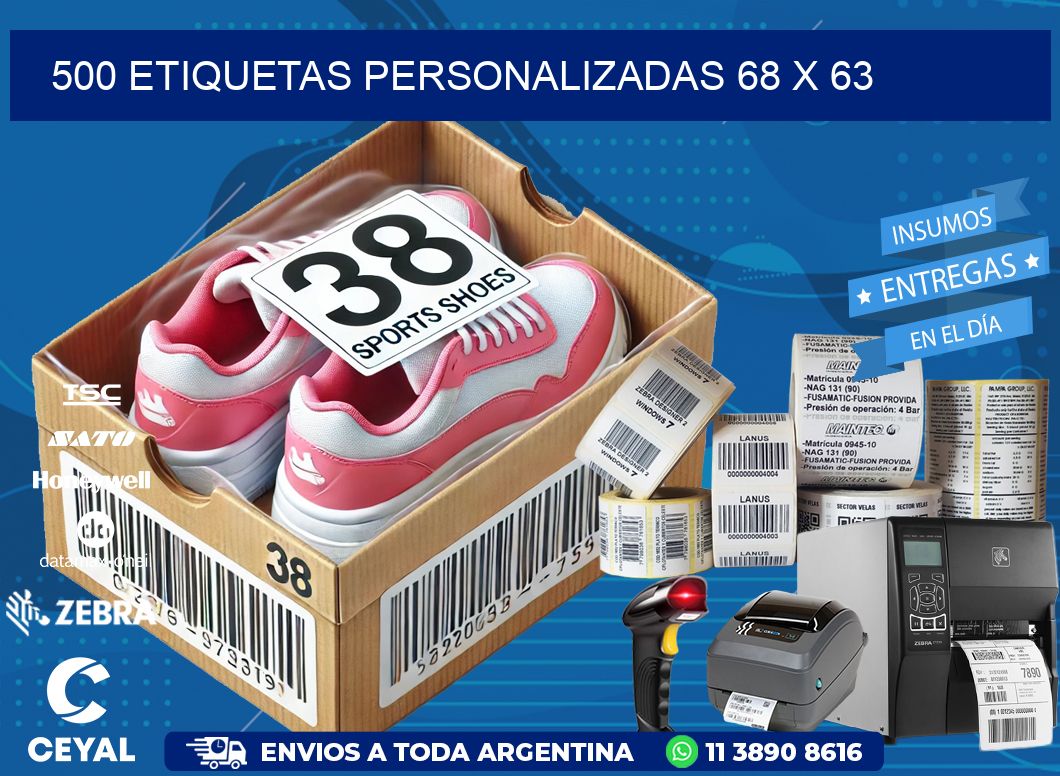 500 ETIQUETAS PERSONALIZADAS 68 x 63