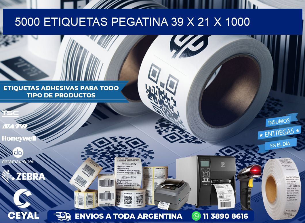 5000 ETIQUETAS PEGATINA 39 x 21 x 1000