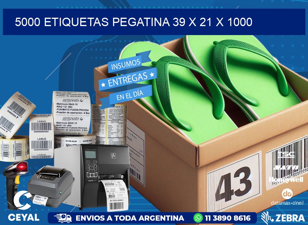 5000 ETIQUETAS PEGATINA 39 x 21 x 1000