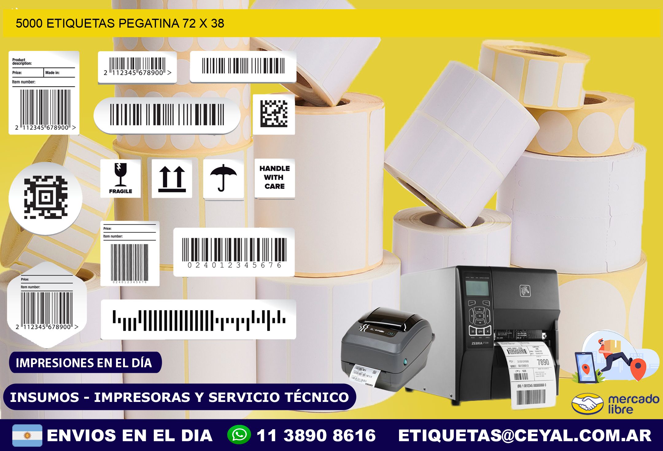 5000 ETIQUETAS PEGATINA 72 x 38