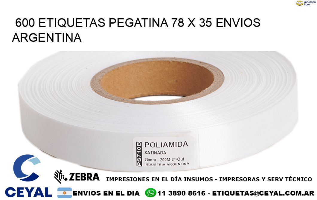 600 ETIQUETAS PEGATINA 78 x 35 ENVIOS ARGENTINA