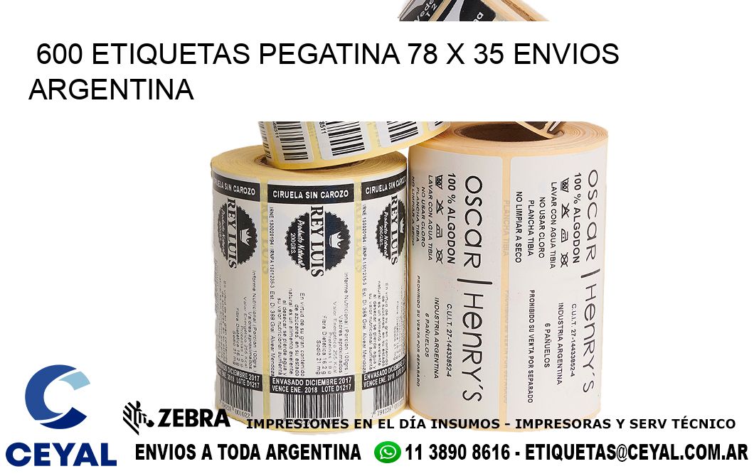 600 ETIQUETAS PEGATINA 78 x 35 ENVIOS ARGENTINA