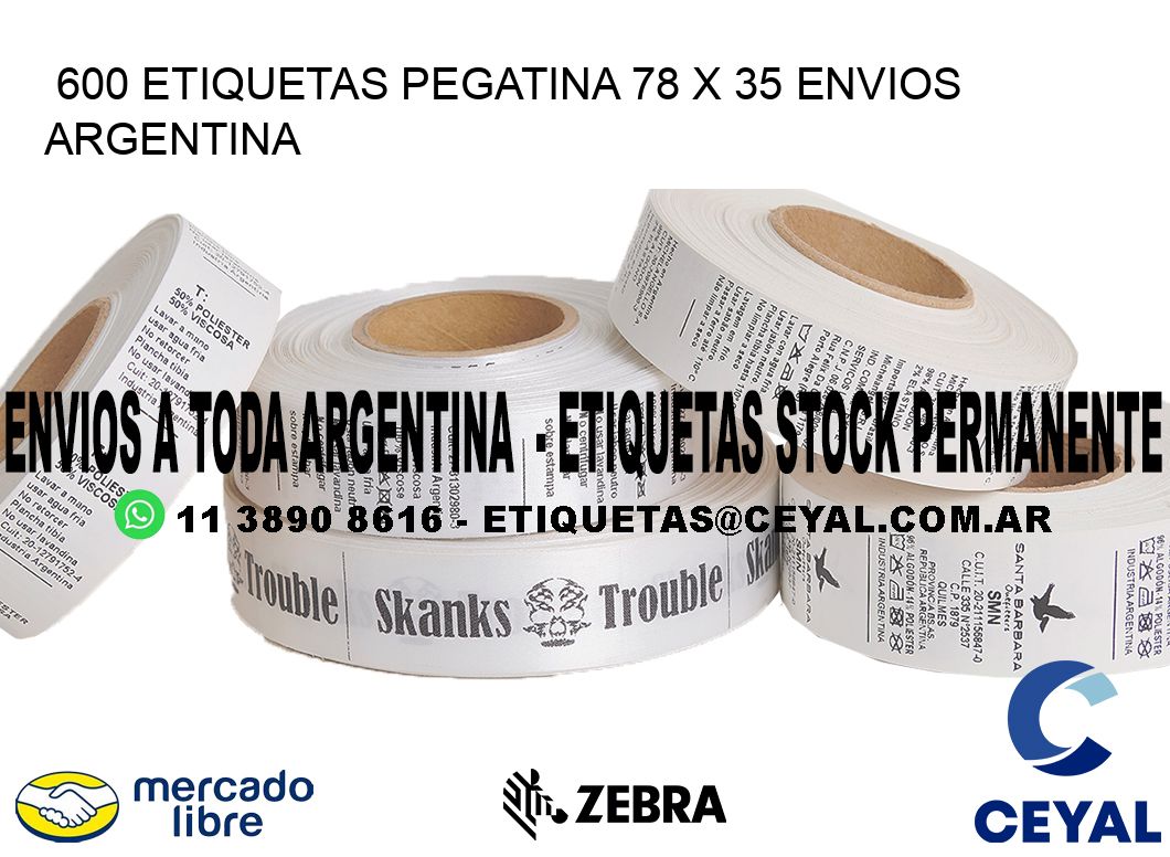 600 ETIQUETAS PEGATINA 78 x 35 ENVIOS ARGENTINA