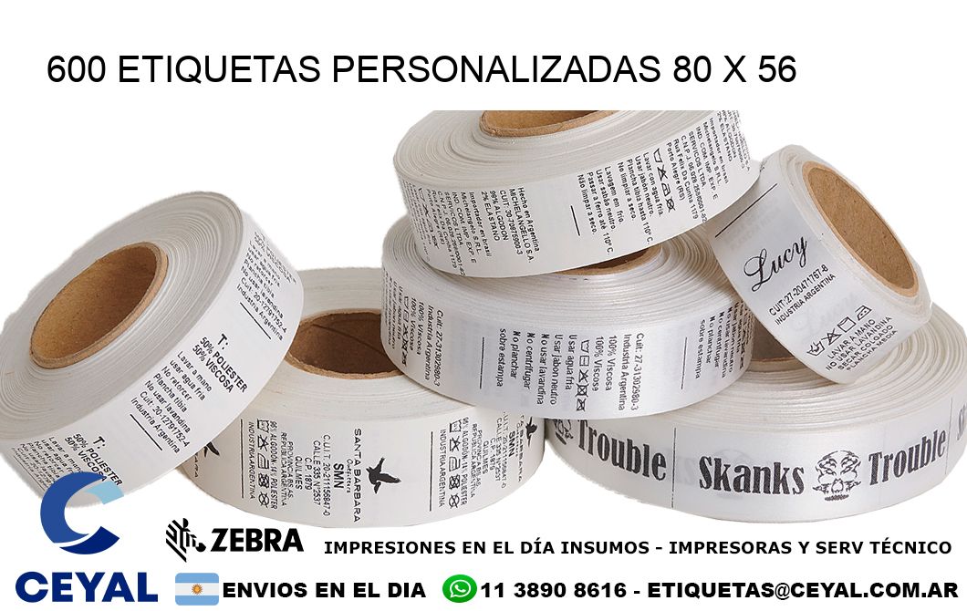 600 ETIQUETAS PERSONALIZADAS 80 x 56