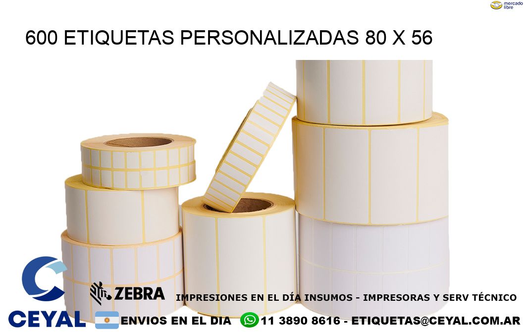 600 ETIQUETAS PERSONALIZADAS 80 x 56