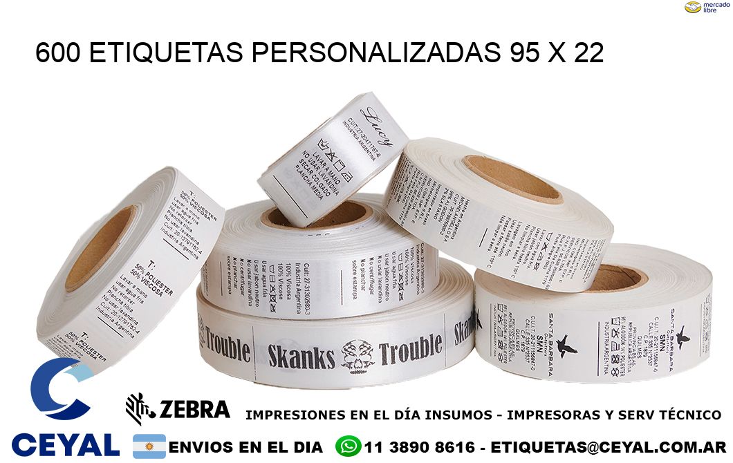 600 ETIQUETAS PERSONALIZADAS 95 x 22