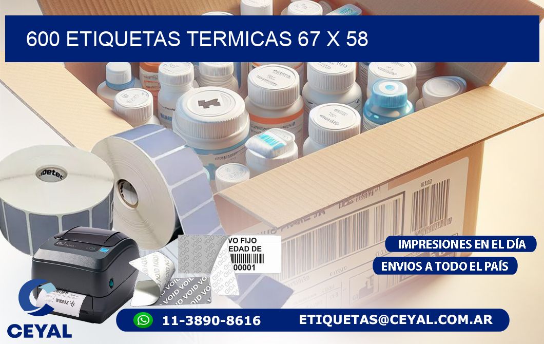 600 ETIQUETAS TERMICAS 67 x 58
