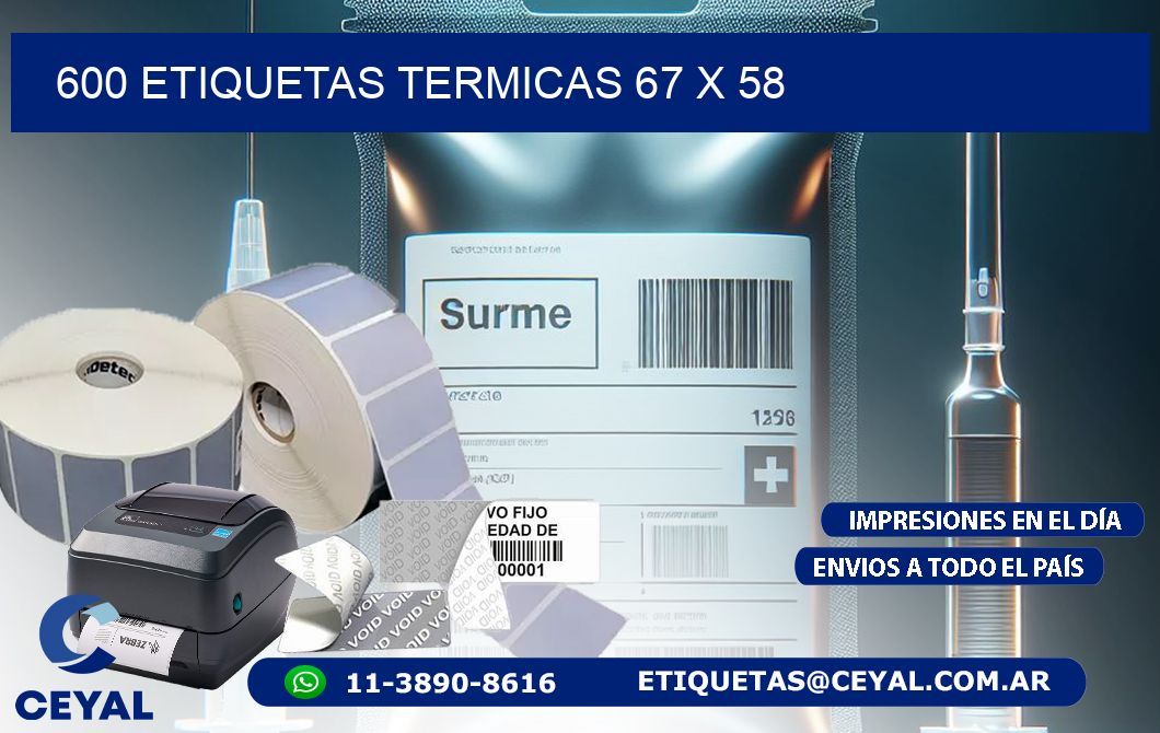 600 ETIQUETAS TERMICAS 67 x 58