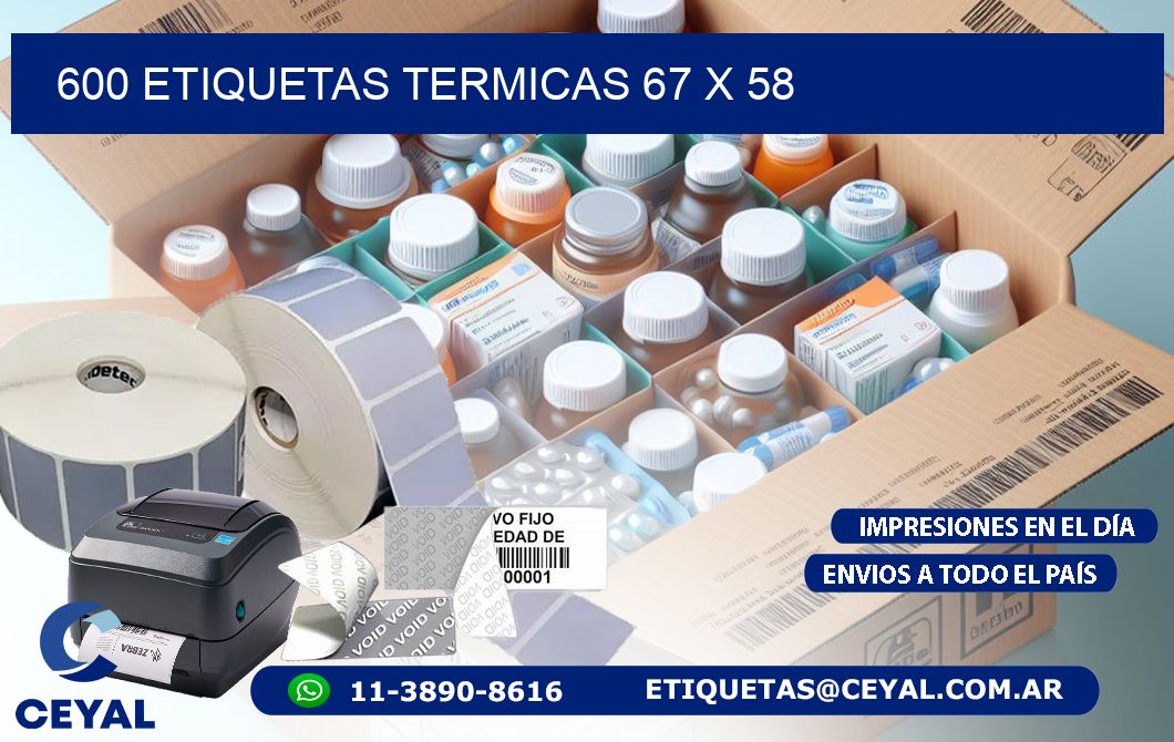 600 ETIQUETAS TERMICAS 67 x 58