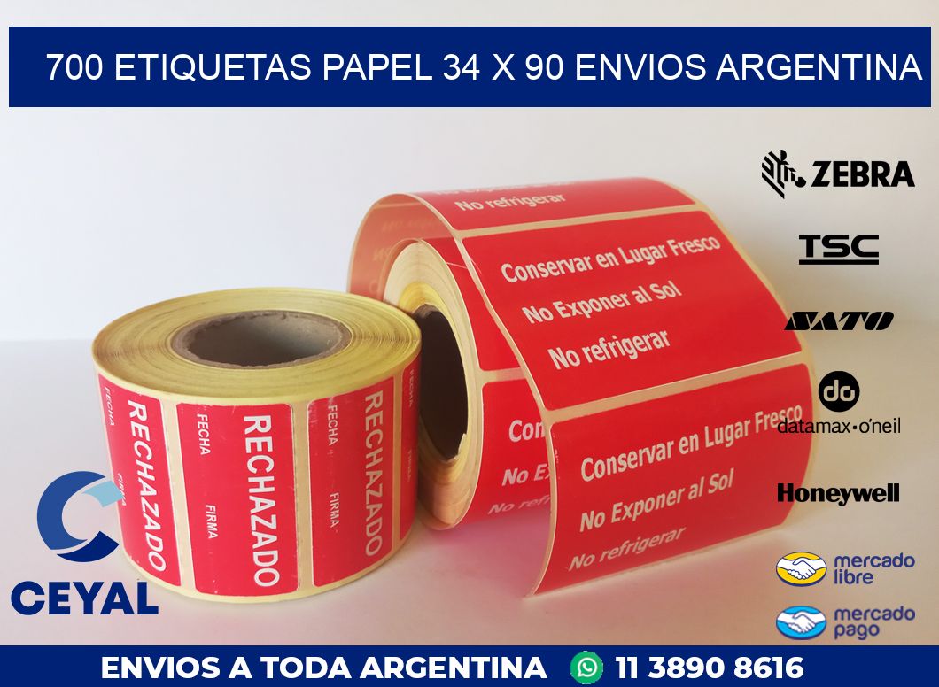 700 ETIQUETAS PAPEL 34 x 90 ENVIOS ARGENTINA