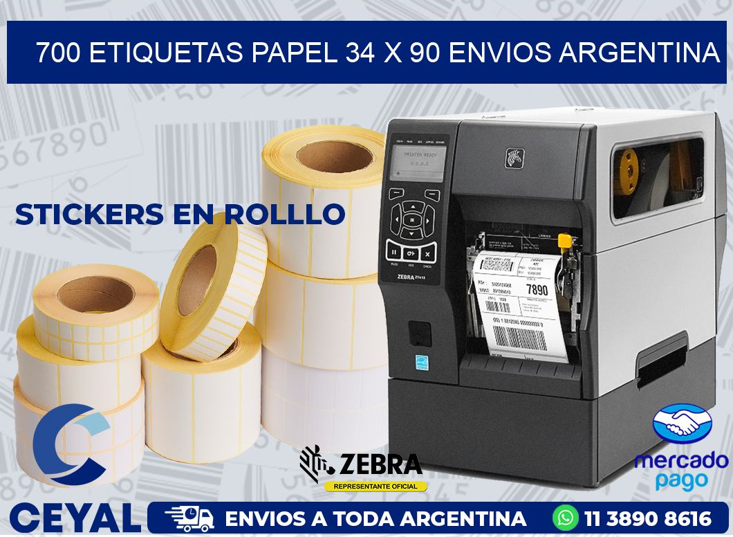 700 ETIQUETAS PAPEL 34 x 90 ENVIOS ARGENTINA