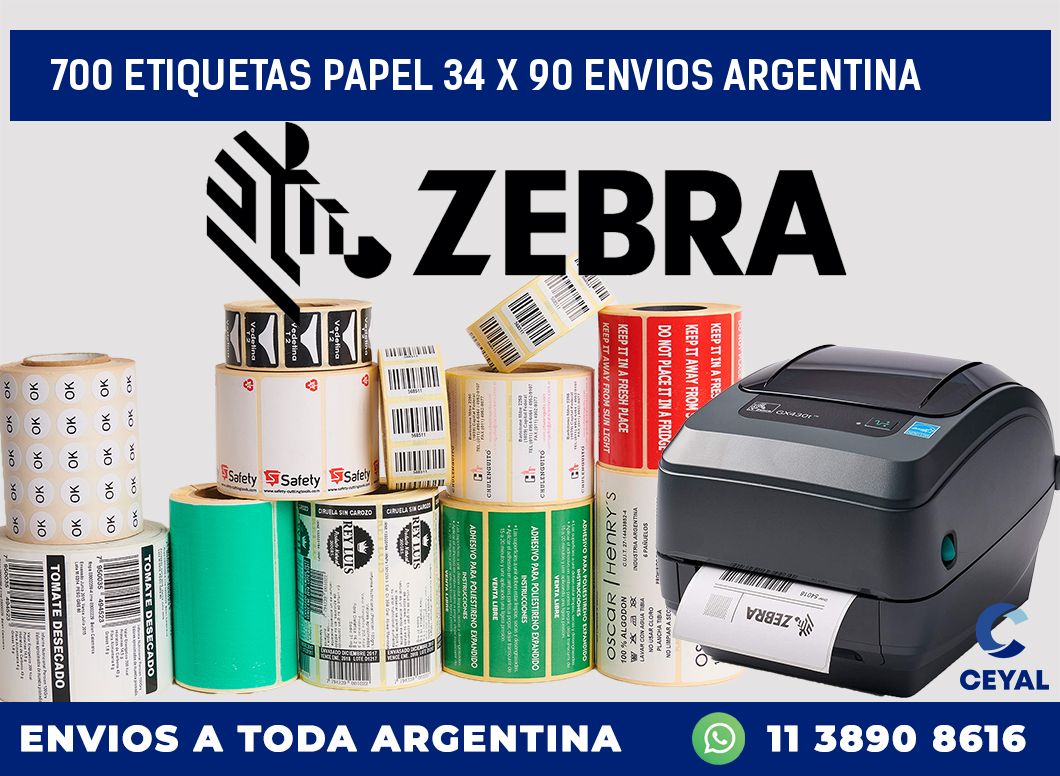 700 ETIQUETAS PAPEL 34 x 90 ENVIOS ARGENTINA