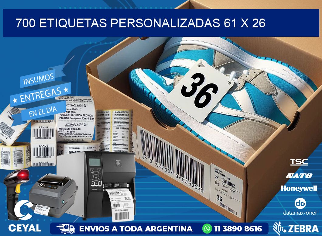 700 ETIQUETAS PERSONALIZADAS 61 x 26