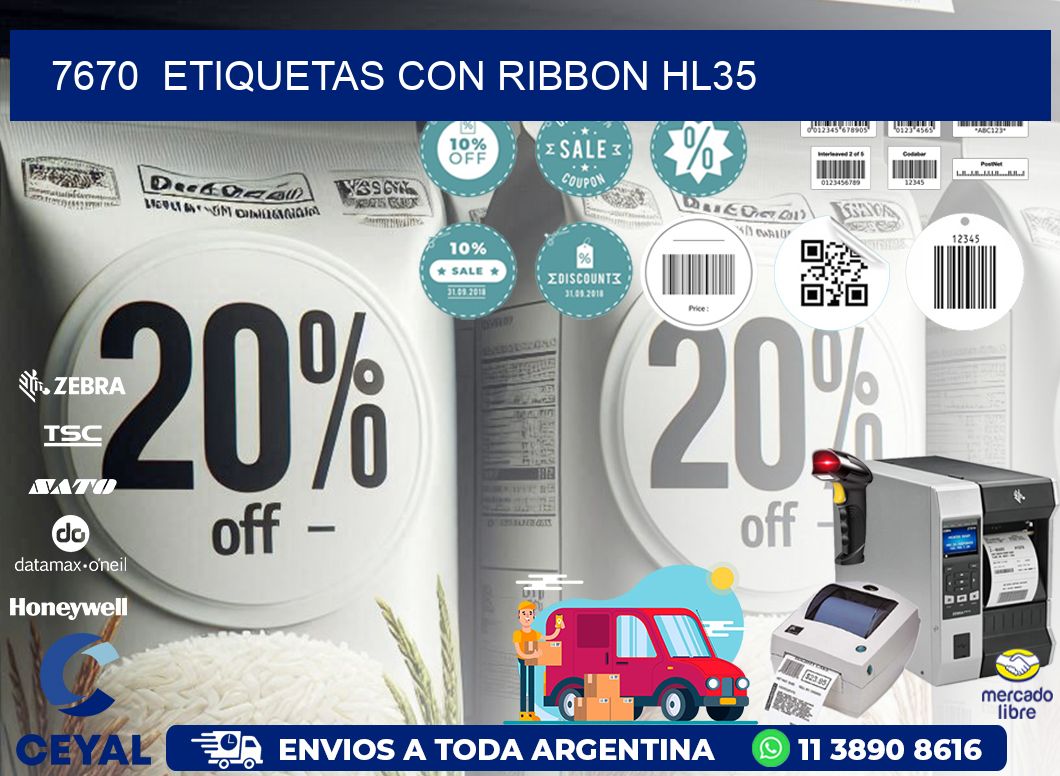 7670  ETIQUETAS CON RIBBON HL35