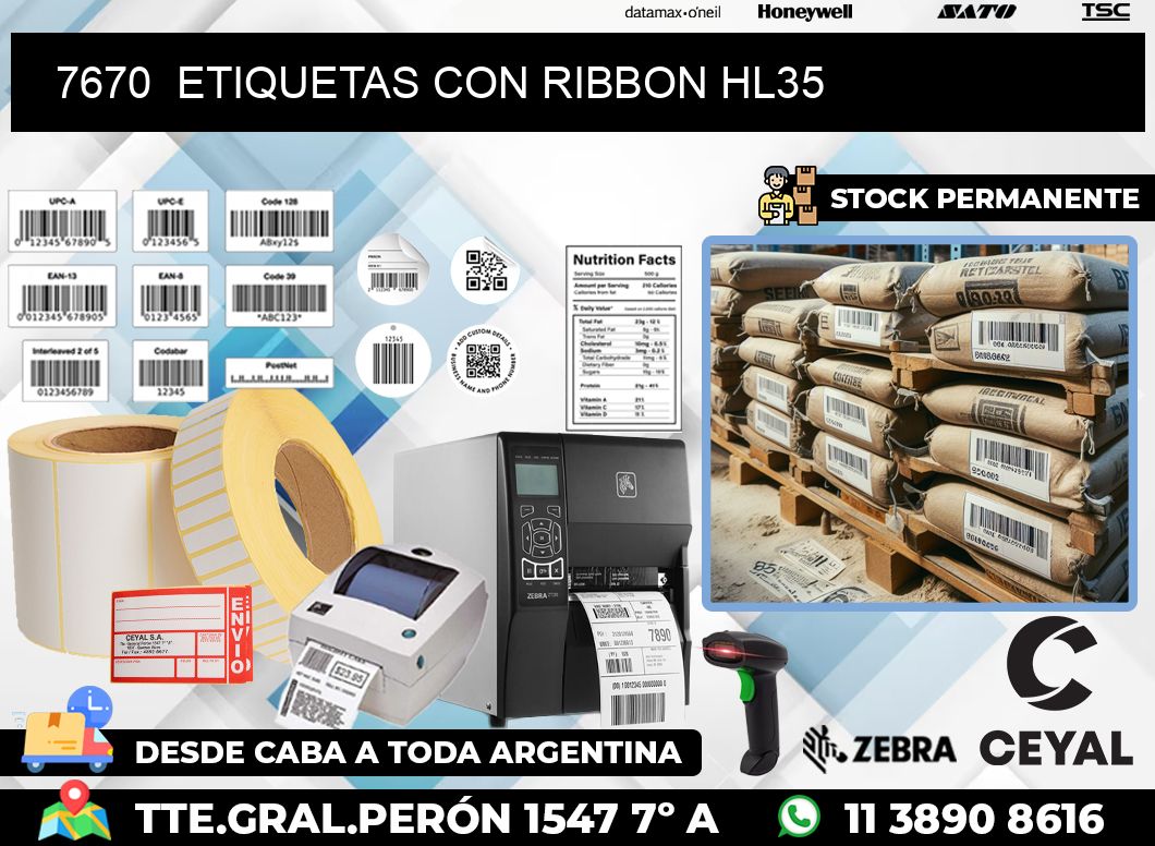 7670  ETIQUETAS CON RIBBON HL35