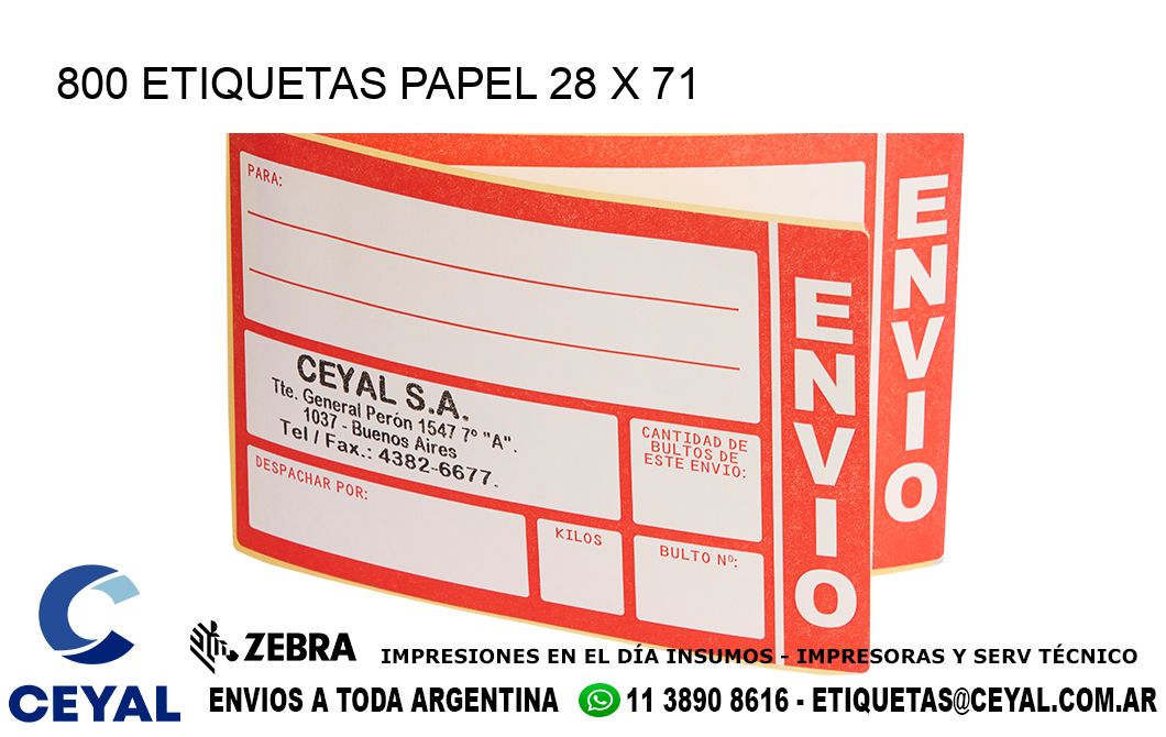 800 ETIQUETAS PAPEL 28 x 71