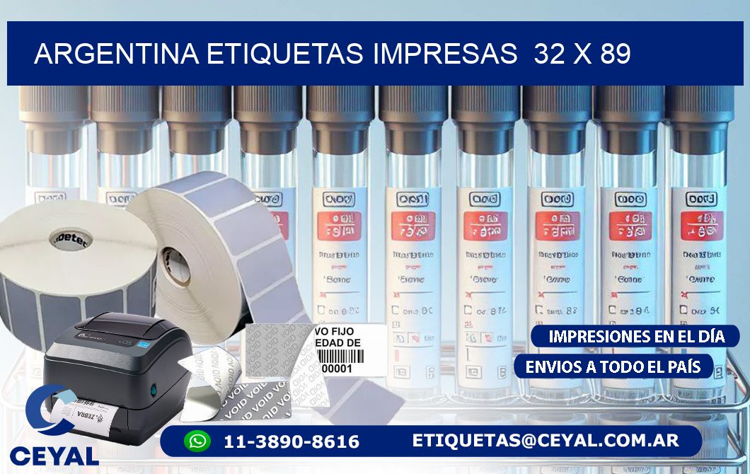 ARGENTINA ETIQUETAS IMPRESAS  32 x 89