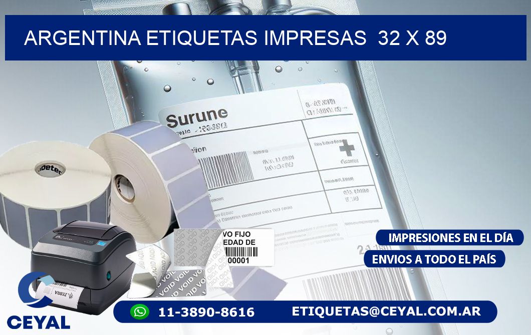 ARGENTINA ETIQUETAS IMPRESAS  32 x 89