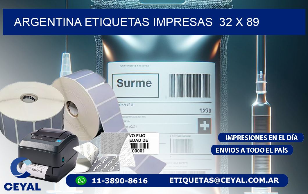 ARGENTINA ETIQUETAS IMPRESAS  32 x 89