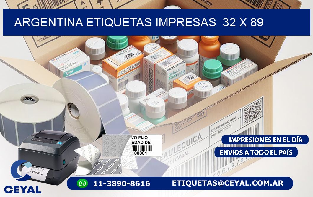 ARGENTINA ETIQUETAS IMPRESAS  32 x 89