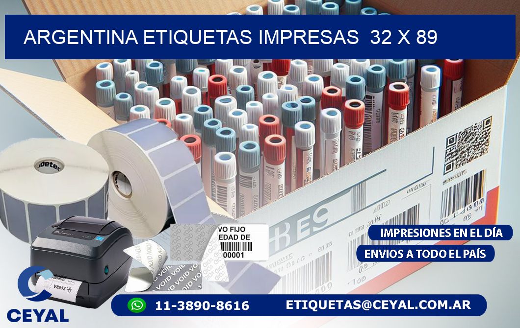 ARGENTINA ETIQUETAS IMPRESAS  32 x 89