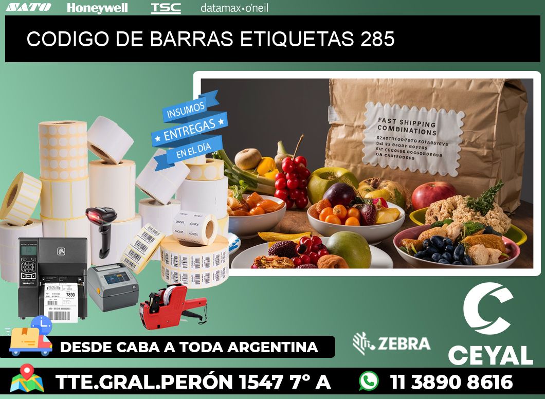 CODIGO DE BARRAS ETIQUETAS 285