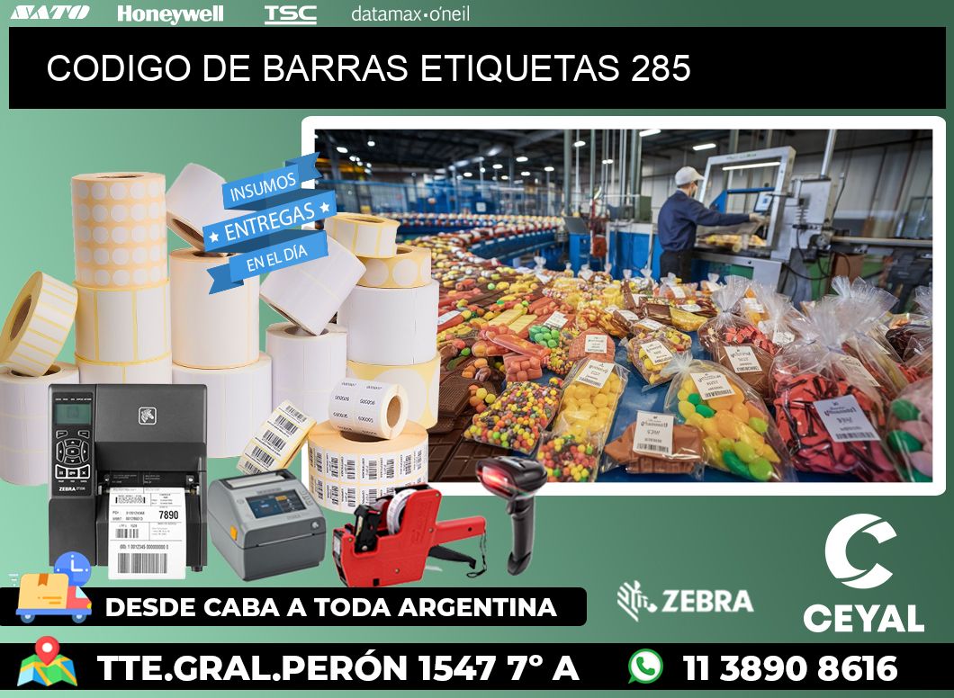 CODIGO DE BARRAS ETIQUETAS 285