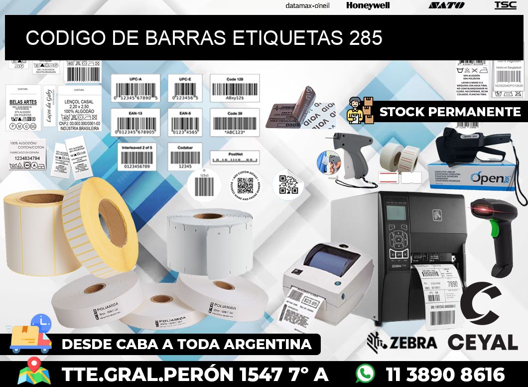 CODIGO DE BARRAS ETIQUETAS 285