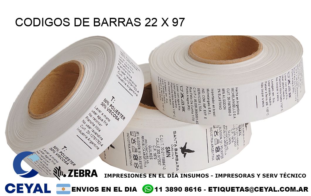 CODIGOS DE BARRAS 22 x 97