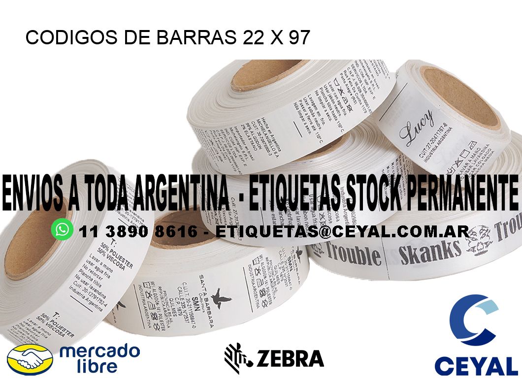 CODIGOS DE BARRAS 22 x 97