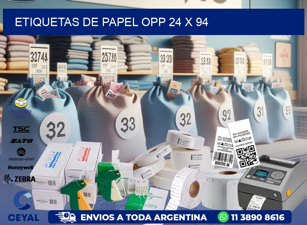 ETIQUETAS DE PAPEL OPP 24 x 94