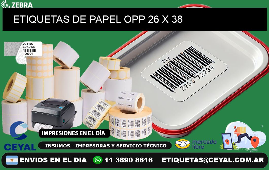 ETIQUETAS DE PAPEL OPP 26 x 38