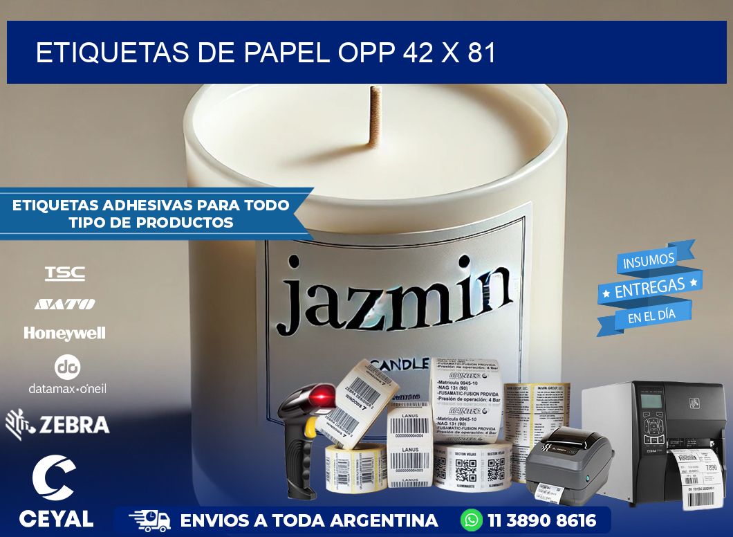 ETIQUETAS DE PAPEL OPP 42 x 81