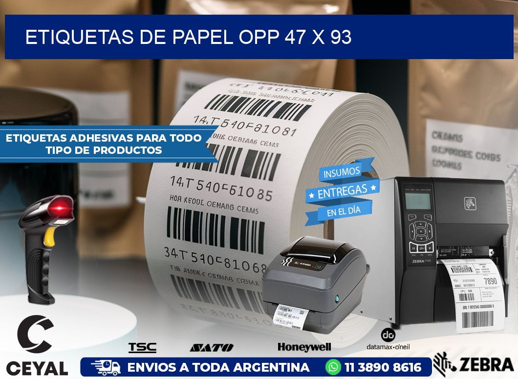 ETIQUETAS DE PAPEL OPP 47 x 93