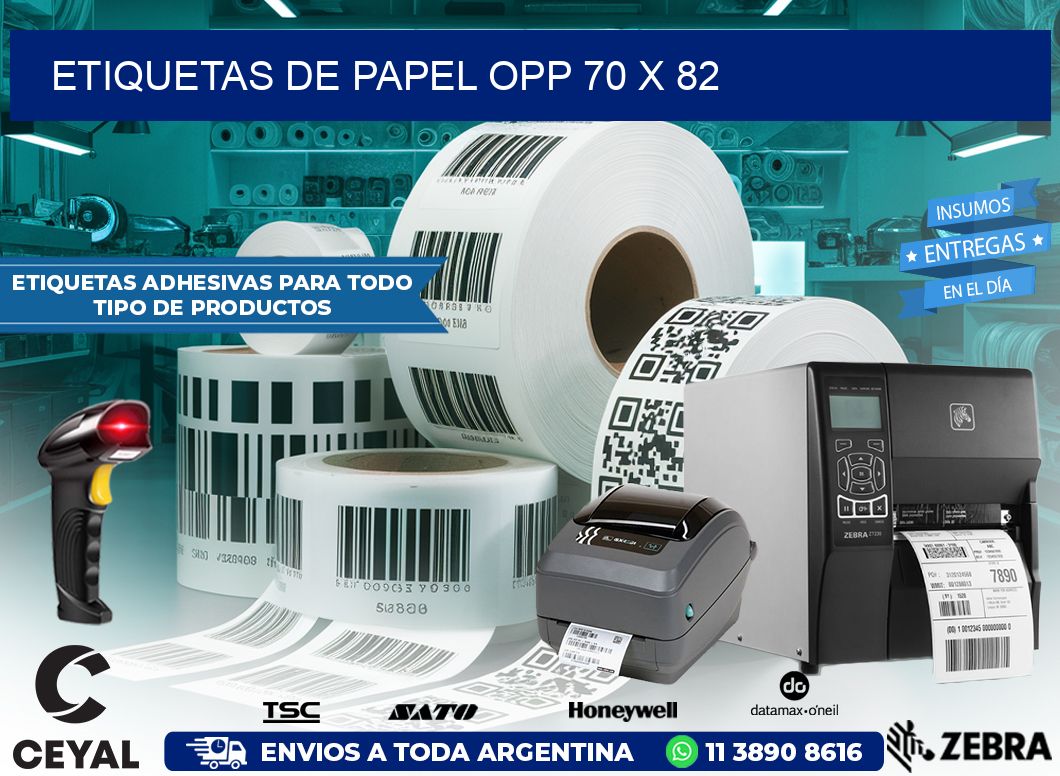 ETIQUETAS DE PAPEL OPP 70 x 82